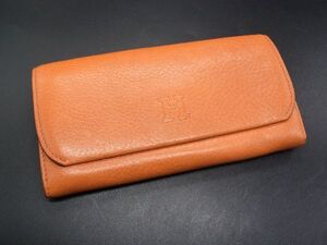 ■美品■ HIROFU ヒロフ レザー 二つ折り 長財布 ウォレット 札入れ 小銭入れ レディース オレンジ系 DH1315