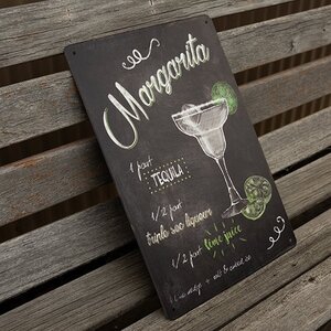 【ブリキ看板】マルガリータ Margarita カクテル BAR ガレージ レトロ風 インテリア 店舗 カフェ 壁飾り 20cm×30㎝（送料無料！）