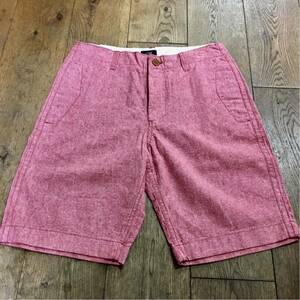 新品 J-CREW リネン×コットンショートパンツ 赤杢 W29