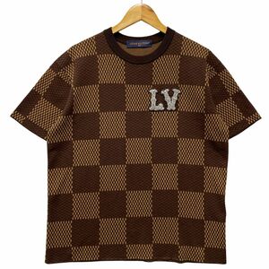 LOUIS VUITTON ルイ・ヴィトン 24SS 品番 HQN63W ショートスリーブ コットンダミエ クルーネック ニット 半袖 サイズ M 正規品 / 34781