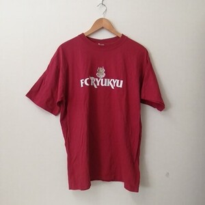 ★【古着】　anvil(アンビル)　サッカーTシャツ(FC琉球、ロゴTシャツ)　Ｌサイズ　赤色