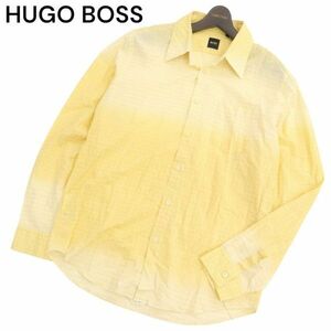 HUGO BOSS ヒューゴボス 通年 グラデーション 総柄★ 長袖 シャツ Sz.L　メンズ イエロー　C4T01367_2#C