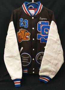 [23AW] Supreme TIGER VARSITY JACKET BROWN シュプリーム タイガー バーシティ ジャケット L ブラウン ウール レザー 店舗受取可