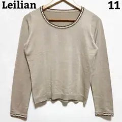 Leilian 長袖トップス ベージュ 11 プルオーバー レース編み ニット