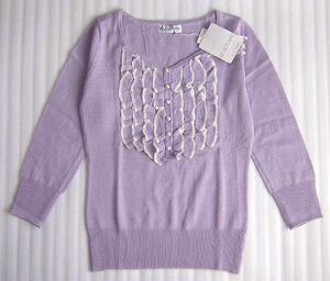 タグ付き・未使用◆ヴァンドゥオクトーブル22OCTOBRE／フリル付きセーター薄紫系