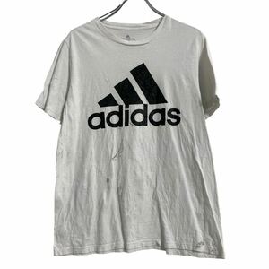 adidas 半袖 プリント Tシャツ L ホワイト アディダス ビッグロゴ 古着卸 アメリカ仕入 a608-5517