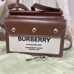 BURBERRY ショルダーバッグ キャンバス ナチュラル/ブラウン