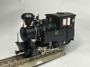 ワールド工芸ムリイ、上丸瀬布森林鉄道雨宮21号蒸気機関車(1/87・9mm)キット組み立てヘッドライト追加点灯加工品 