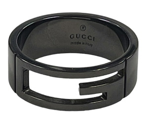 グッチ リング 指輪 21 シルバー ブラック メンズ カットアウト ブランテッドGリング ＧＵＣＣＩ 20号 黒 【中古】