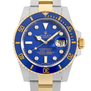 ロレックス サブマリーナ デイト 8Pダイヤ　 116613GLB ブルー G番 中古 メンズ 腕時計
