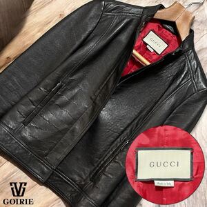 【現行品/美品】GUCCI グッチ レザージャケット シングルライダース 高級ラムレザー使用 サイズ38 Sサイズ 7号相当 黒 イタリア製 本革