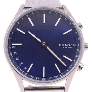 【電池交換済】SKAGEN スカーゲンハイブリッドスマートウォッチ メンズ 腕時計 チタン 青文字盤 純正SSベルト NDW4S2【いおき質店】