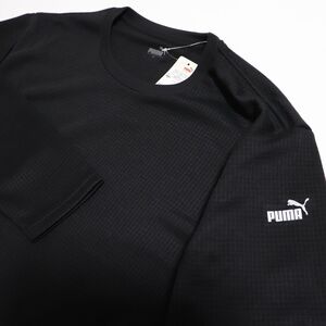 ★プーマ PUMA 新品 メンズ 快適 シンプル ロゴ入り トレーニング 長袖 ワッフル シャツ ロンT 黒 Lサイズ[4FPU116-BLK-L]三 弐★QWER★