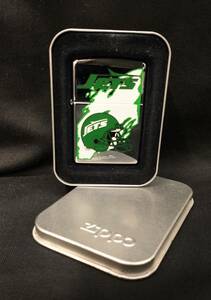 [未使用] USA製 ZIPPO NY JETS ジッポー オイル ライター ニューヨーク ジェッツ アメフト ロゴ ミラー シルバー レトロ たばこ 煙草 喫煙