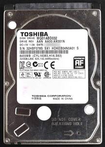 TOSHIBA MQ01ABD032 [320GB 2.5インチ 9.5mm SATA HDD 2013年製 使用時間 11462H (Cristal DiscInfo 正常) (管:KH508