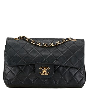 シャネル マトラッセ 23 ダブルフラップ チェーン ショルダーバッグ ブラック ラムスキン レディース CHANEL 【中古】