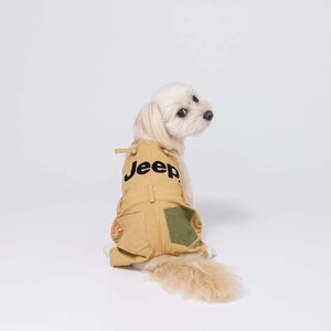 【Sサイズ】限定 ジープ 公式 オーバーオール ベージュ ジャンプスーツ パンツ 犬服 ペット服 冬服 Jeep Overall Beige