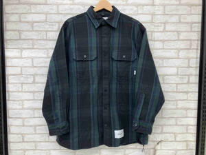 美品 WTAPS 21AW DECK FLANNEL TEXTILE 212TQDT-SHM05 ダブルタップス チェックシャツ ジャケット メンズ グリーン サイズX01 ストリート