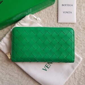 新品 BOTTEGA VENETA ボッテガヴェネタ イントレチャート ラウンドファスナー ウォレット 長財布 パラキート 740301VCPP23722