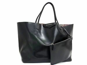 1円 ■美品■ GIVENCHY ジバンシィ アンティゴナ レザー ハンドバッグ トートバッグ ショルダー 肩掛け レディース ブラック系 FD2371