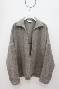 正規 23AW ANCELLM アンセルム 別注 W/L SKIPPER SHIRT プルオーバー スキッパー 長袖 シャツ ヴァルーズ　灰茶 2 本物 131O▲