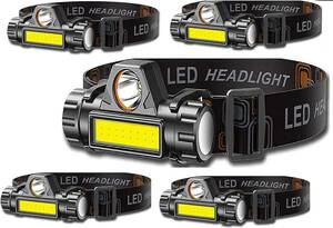 【4個セット　ヘッドライト 300ルーメン】充電式 LEDヘッドライト USB 小型軽量 高輝度【灯モード 明るさ300ルーメン/集光・散光切替