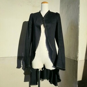 COMME des GARCONS 04ss 製品染め 裁ち切りノーカラー燕尾ジャケット 2004ss AD2003 コムデギャルソン