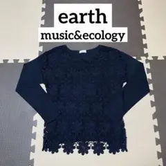 earth music&ecology トップス　刺繍　レディース　ネイビー