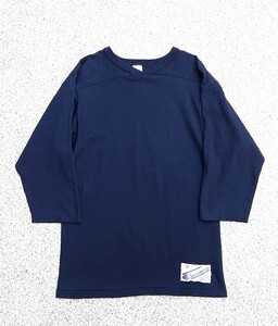 極美品 80s チャンピオン トリコタグ Vネック 七分袖 フットボール Tシャツ 濃紺 M 目無し 無地 ビンテージ 本物