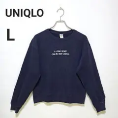 UNIQLO ユニクロ ピーナッツ スウェット 長袖シャツ ロゴ 紺 L