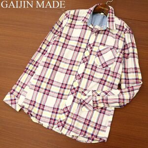 GAIJIN MADE ガイジンメイド ハリラン 通年 長袖 チェック★ シャツ Sz.M　メンズ 日本製　C3T06624_7#C