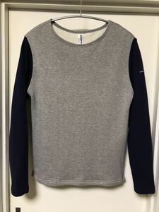 ◆【人気】LOOPWHEELER × BEAMS PLUS / 別注 Bicolor Boat Neck Sweat グレー×ネイビーL size