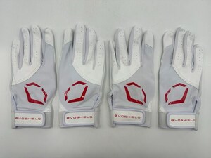 EVOSHIELD エボシールド 野球 両手バッティンググローブ ホワイトxレッド Size-L 　2セット まとめ売り