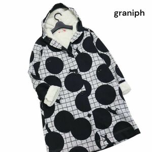 graniph グラニフ 秋冬 裏ボア♪ 黒猫 チェック フーデッド コート Sz.Lady F　レディース　K4T00040_1#N