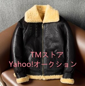 防寒良品☆フライトジャケット ムートン コート　 本革 防寒服 ラムレザー 天然革羊革 毛皮一体　冬保温 シープスキン