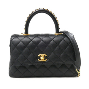 CHANEL シャネル トップハンドル フラップバッグ 2Wayショルダーバッグ ブラック A92990 レディース 中古 美品