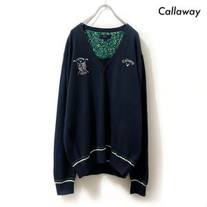 【送料無料】Callaway キャロウェイ★長袖カーディガン Vネック 刺繍入り ネイビー 紺 メンズ