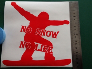 スノボ:ステッカー《NO SNOW NO LIFE》size:large／赤