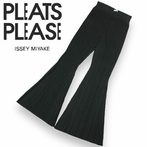 k295 PLEATS PLEASE ISSEY MIYAKE プリーツプリーズ イッセイミヤケ プリーツ パンツ ブーツカット ボトム ブラック 3 日本製 正規品