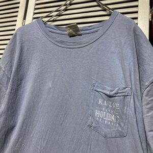 ASDY 1スタ ネイビー バックプリント Tシャツ ホリデイ プレゼント 胸ポケット 靴下 90s 00s ビンテージ アメリカ 古着 卸 仕入れ