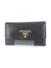 PRADA キーケース ブラック 無地 レディース