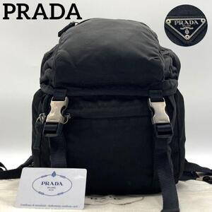 【鑑定済】プラダ PRADA テスート ナイロン リュック バックパック V135 三角ロゴ ブラック 黒 メンズ レディース ユニセックス かばん 鞄