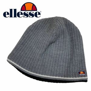 a219 ellesse エレッセ ニット帽子 ニット帽 帽子 防寒 服飾 小物 グレー ワンポイント ロゴ アクリル80% ナイロン15% 毛5% 実寸参考