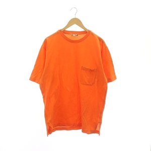 エルメス HERMES Hロゴ 鹿の子 クルーネック 半袖Tシャツ カットソー L オレンジ /HS ■OS メンズ