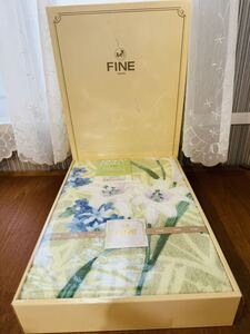 【未使用】 FINE VISION 大判バスタオル グリーン 花柄 約77×138cm 綿100%