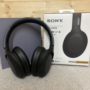 (26)SONY h.ear on 3 Wireless NC WH-H910N (B) ワイヤレスノイズキャンセリングステレオヘッドセット ソニー ヘッドホン 【タバコ臭あり】