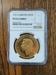 ★イギリス 1937年 ジョージ6世 5ポンド金貨 NGC PF63CA 3943673001 ケース付き★