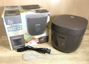 【中古】ROOMMATE 多機能炊飯器 グルメ炊き RM-200H-BR 0.8L 4合 ブラウン 通電確認済み