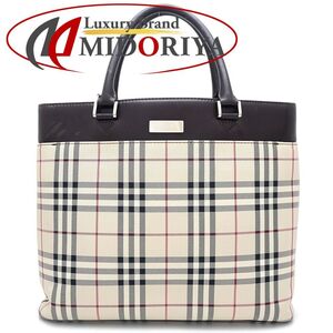 BURBERRY バーバリー ハンドバッグ ノバチェック キャンバスxレザー ベージュ ダークブラウン/351812【中古】