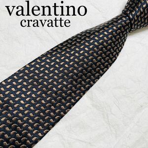 ■新品未使用タグ付き■valentino cravatte ヴァレンティノ　ガラヴァーニ　ネクタイ　総柄　シルク100% イタリア製　ネイビー×カッパー